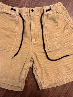 CCS Tan Corduroy Beach Pull-On Shorts Elastic Waist Skate : Mens Medium